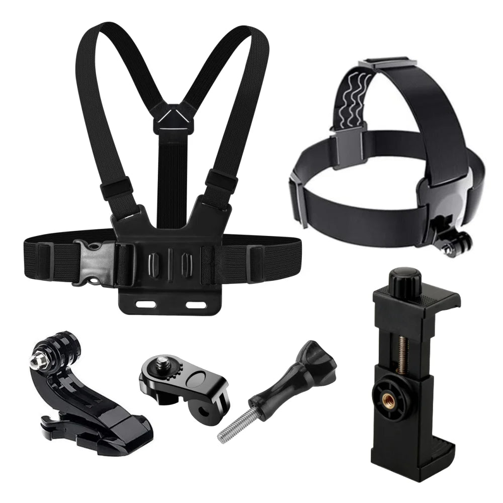 6-in-1 Action Camera Kit Mobile Phone Head Strap Chest Strap Mount Adjustable for Dji Action 6 5Pro Smartphone Holder Kit